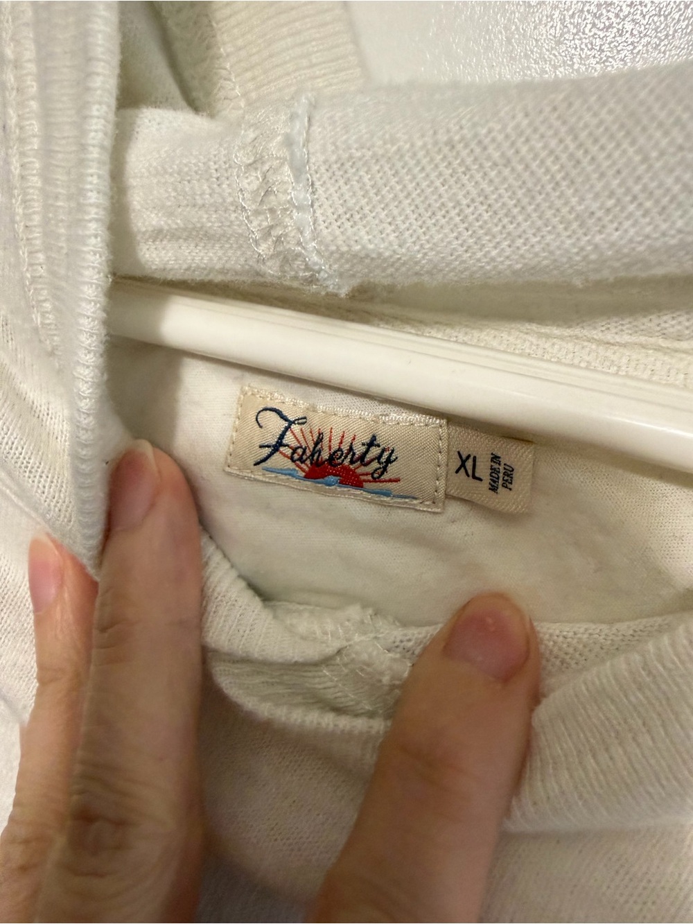 Faherty Cream, Gray, Mint & Pink Striped Hooded Sweater - Picture 2 of 2